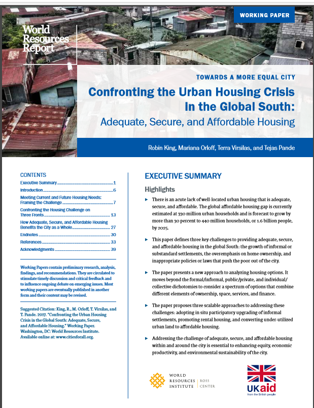 Confronting the Urban Housing Crisis in the Global South: Adequate, Secure, and Affordable Housing Confronting the Urban Housing Crisis in the Global South: Adequate, Secure, and Affordable Housing