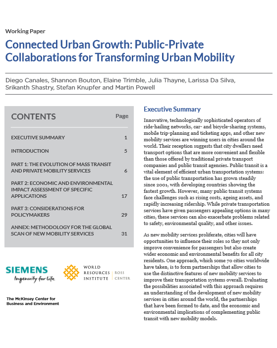 Connected Urban Growth: Public-Private Collaborations for Transforming Urban Mobility